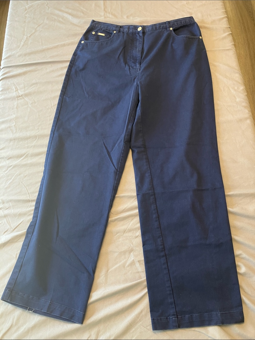 Classic Navy Wide-Leg Women's Pants Size 14